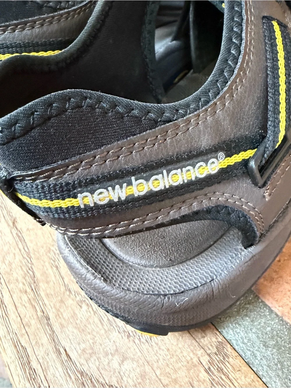 New Balance Brown & Yellow Men’s Closed-Toe Outdoor Sandals